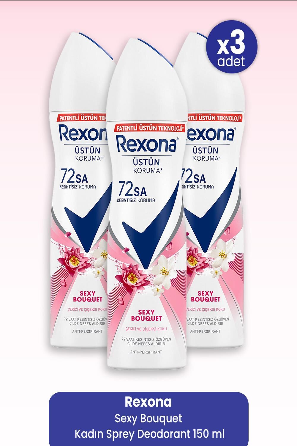 Rexona Sexy Bouquet Kadın Sprey Deodorant 150 ml x 3 Adet