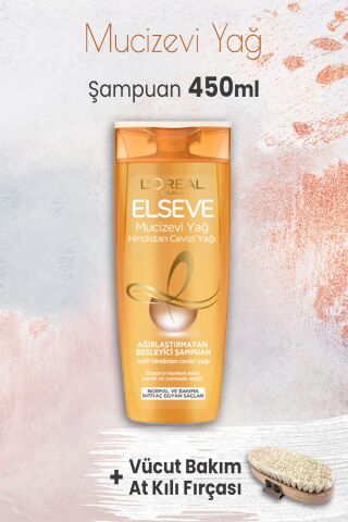 Elseve Mucizevi Hindistan Cevizi Şampuan 450 ml ve Vücut Bakım At Kılı Fırçası