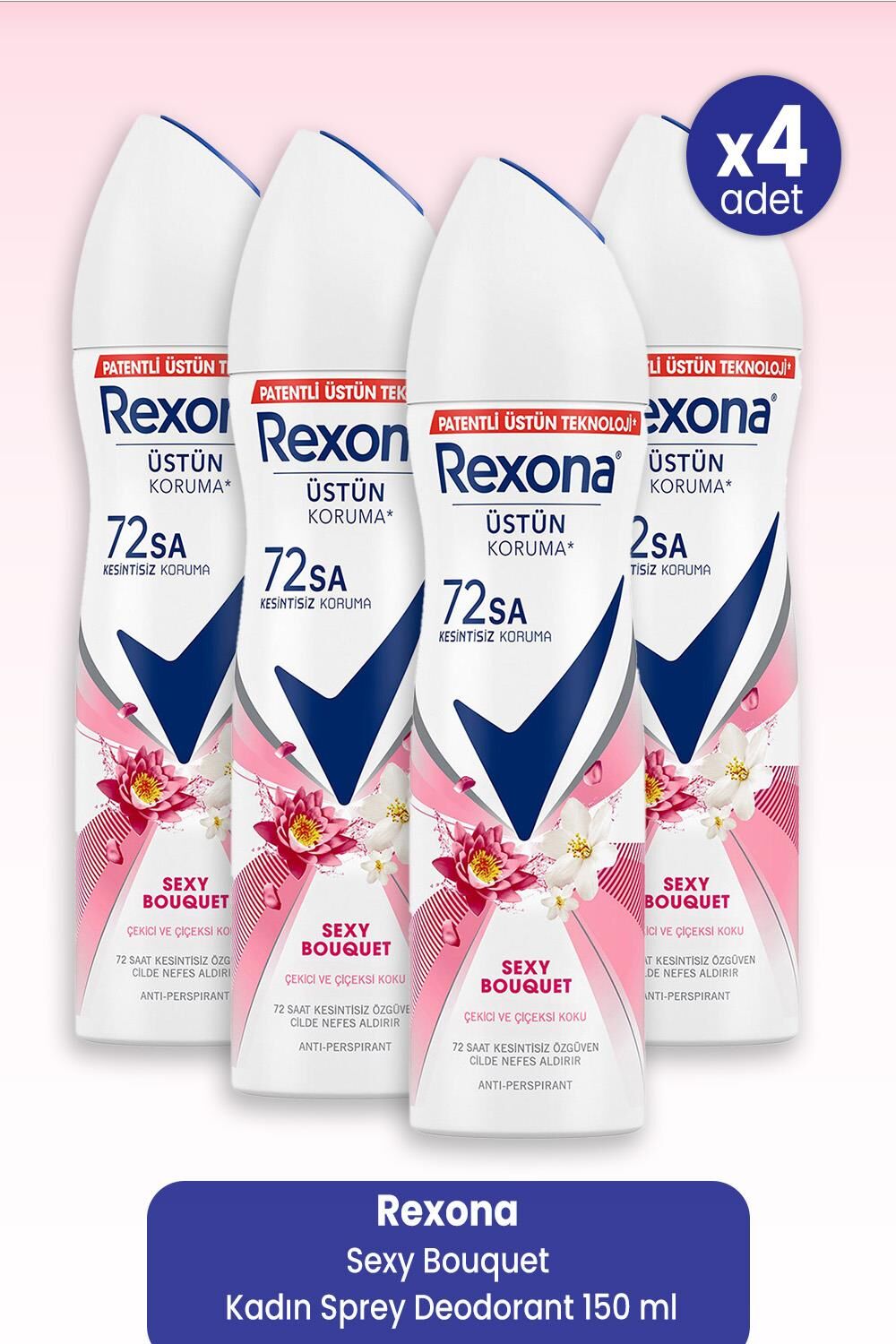 Rexona Sexy Bouquet Kadın Sprey Deodorant 150 ml x 4 Adet