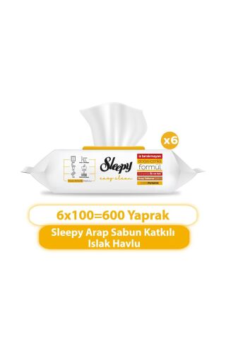 Sleepy Easy Clean Arap Sabunu Katkılı Yüzey Temizlik Havlusu 6x100 (600 YAPRAK