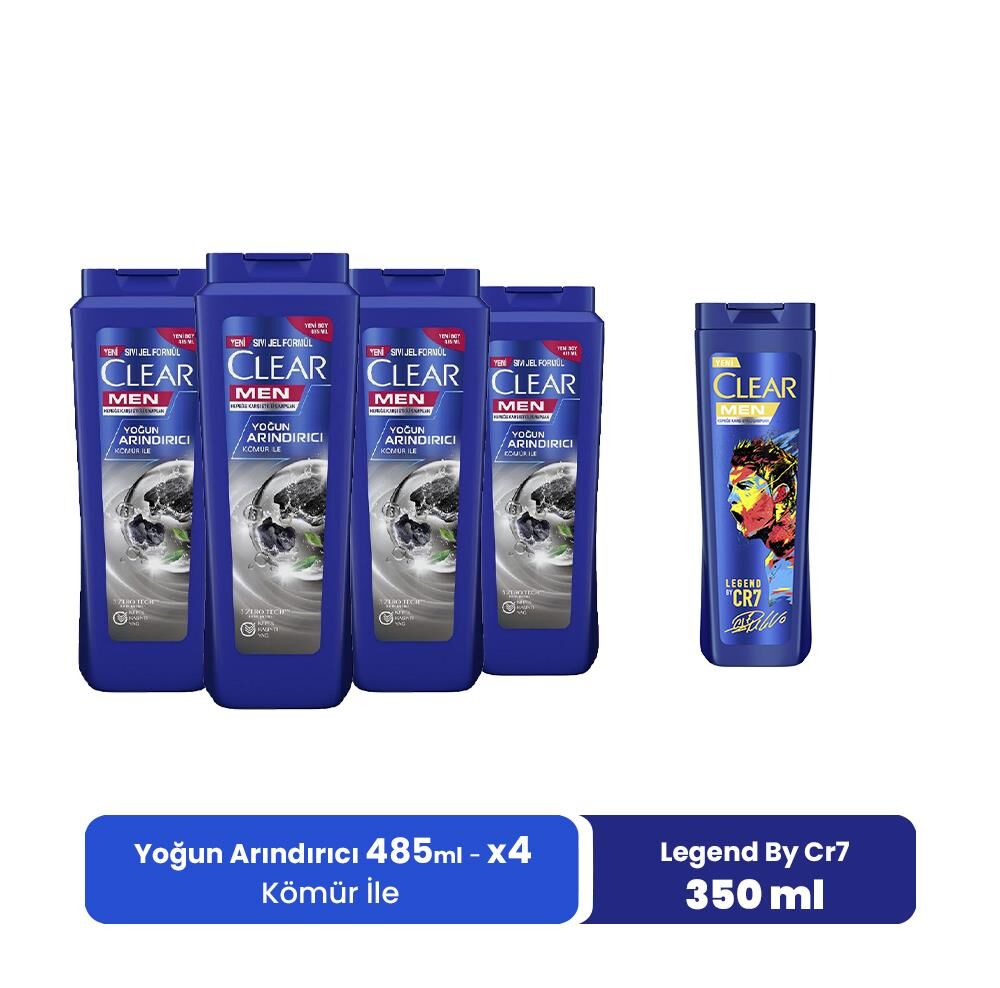 Clear Men Şampuan Yoğun Arındırıcı 485 ML x 4 ve Legend By CR7 350 ml