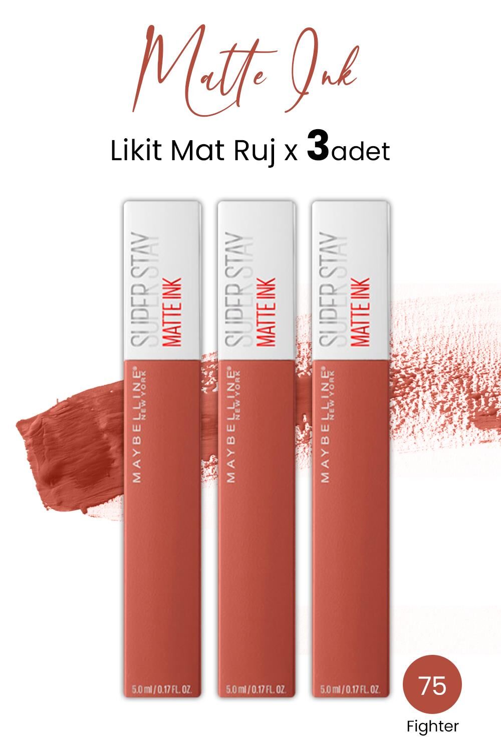 Maybelline New York Super Stay Matte Ink Likit Mat Ruj 70 Amazonian x 3 adet