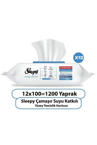 Sleepy Easy Clean Çamaşır Suyu Katkılı Yüzey Temizlik Havlusu 100' lü x 12 Adet