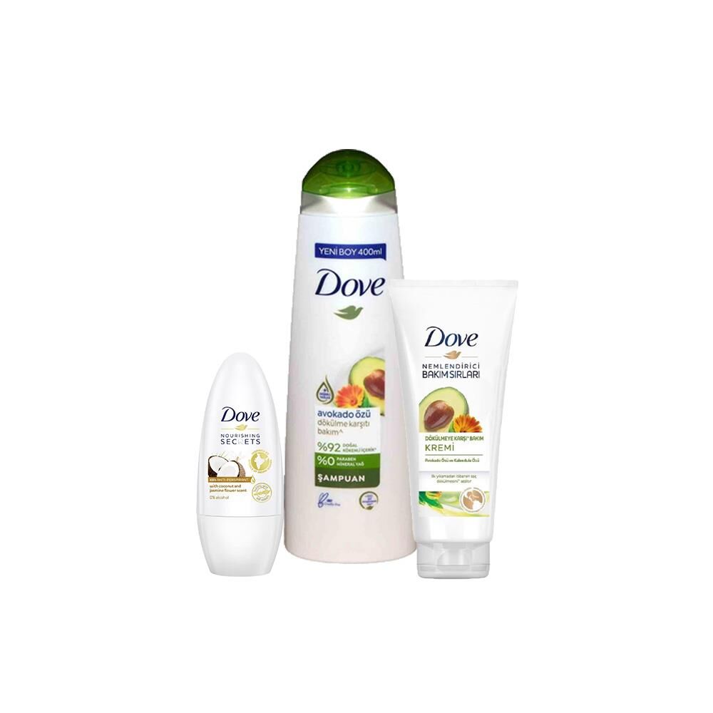 Dove Avokado Özlü Şampuan, Saç Kremi ve Hindistan Cevizi Roll-On