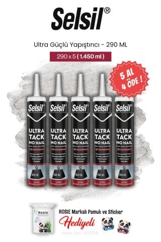 Selsil 5 AL 4 ÖDE Ultra Güçlü Yapıştırıcı, 290 ml ve rosie pamuk