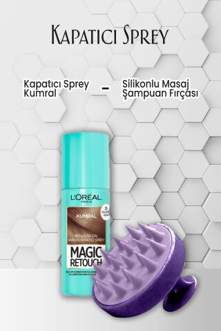 Loreal Paris Saç Spreyi Kapatıcı Kumral 75 ml ve Şampuan Fırçası Mor