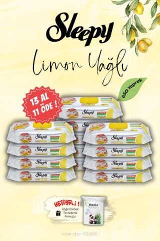 Sleepy 650 Yaprak Mutfak Havlusu Limon Yağlı 13 AL 11 ÖDE, ROSIE Hediye