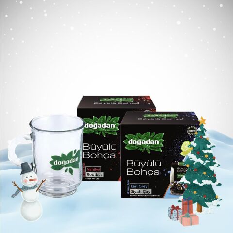 Doğadan Yılbaşı Paketi Büyülü Bohça Earl Grey ve Rooibos, Cam Bardak Hediyeli