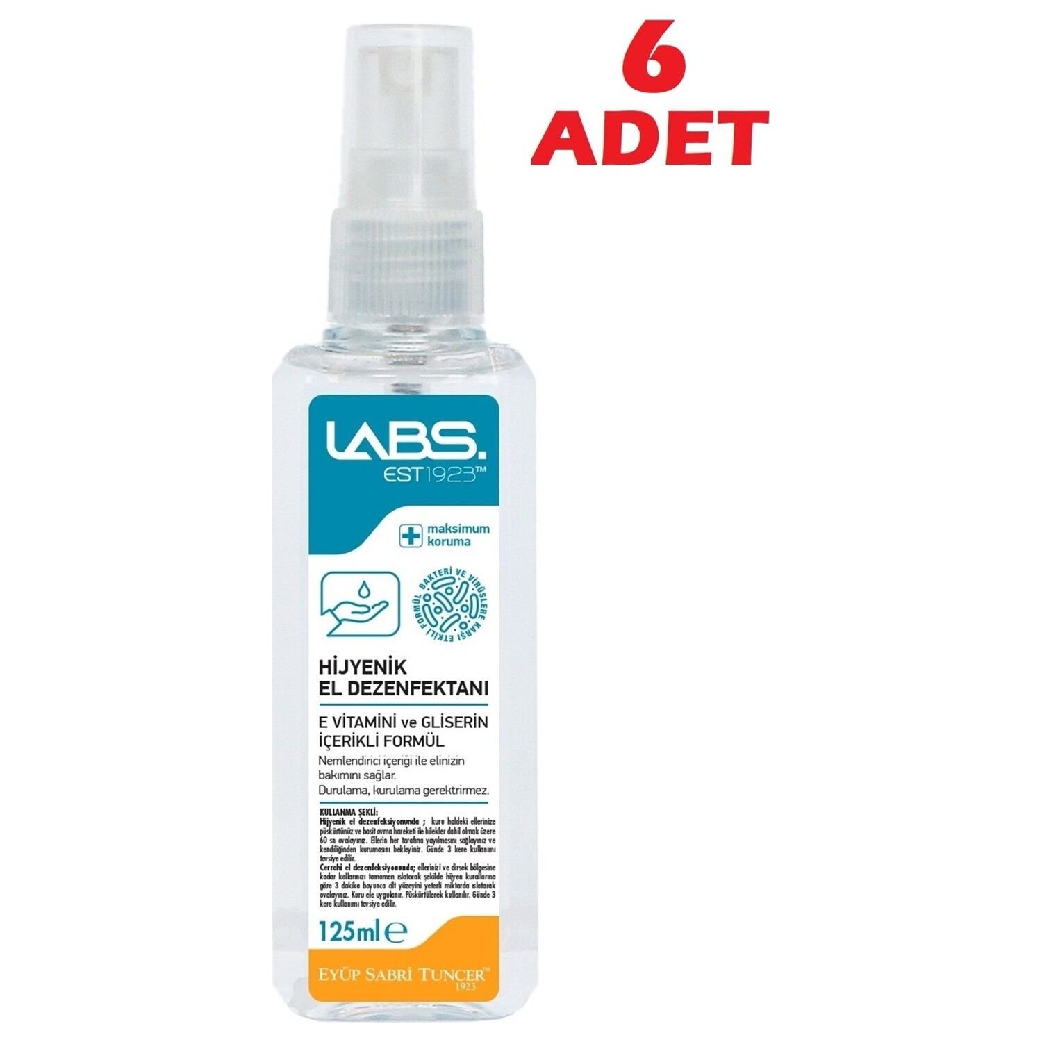 Eyüp Sabri Tuncer Labs Dezenfektan Sprey 125 ml x 6 Adet