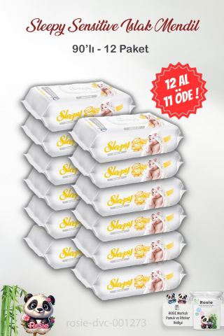 12 AL 11 ÖDE Sleepy Sensitive Islak Mendil 90'Lı ve ROSIE