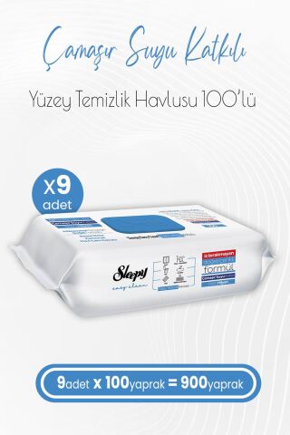 Sleepy Easy Clean Çamaşır Suyu Katkılı Yüzey Temizlik Havlusu 100 x 9 Adet (900 Yaprak)