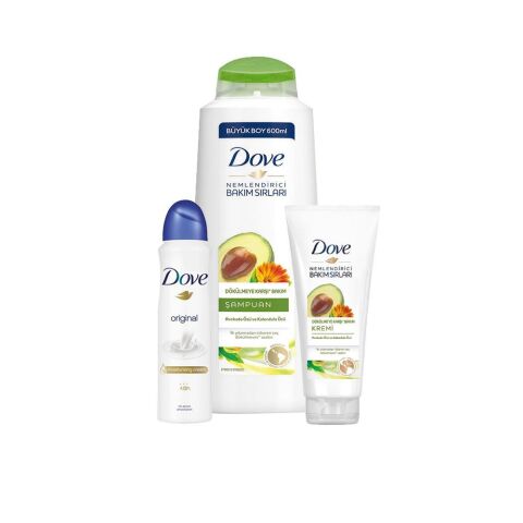 Dove Avokado Özlü Şampuan, Saç Kremi ve Original Sprey Deodorant