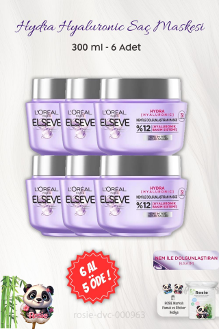 6 AL5 ÖDE Elseve Hydra Hyaluronic 72 Saat Nem ile Dolgunlaştıran Maske 300 ml ve ROSIE