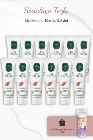 Eyüp Sabri Tuncer Himalaya Tuzlu Diş Macunu 90 ml x 12 Adet ve Disk Pamuk 50'li