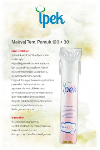 İpek 150'li x 2 paket Makyaj Temizleme Pamuğu ve ROSIE