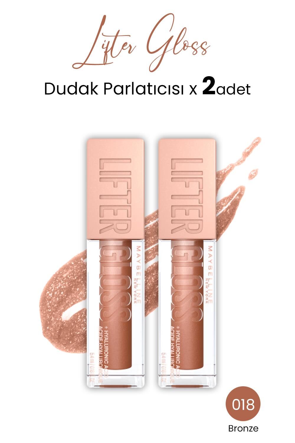 Maybelline New York Lifter Gloss Dudak Parlatıcısı 018 Bronze x 2 adet