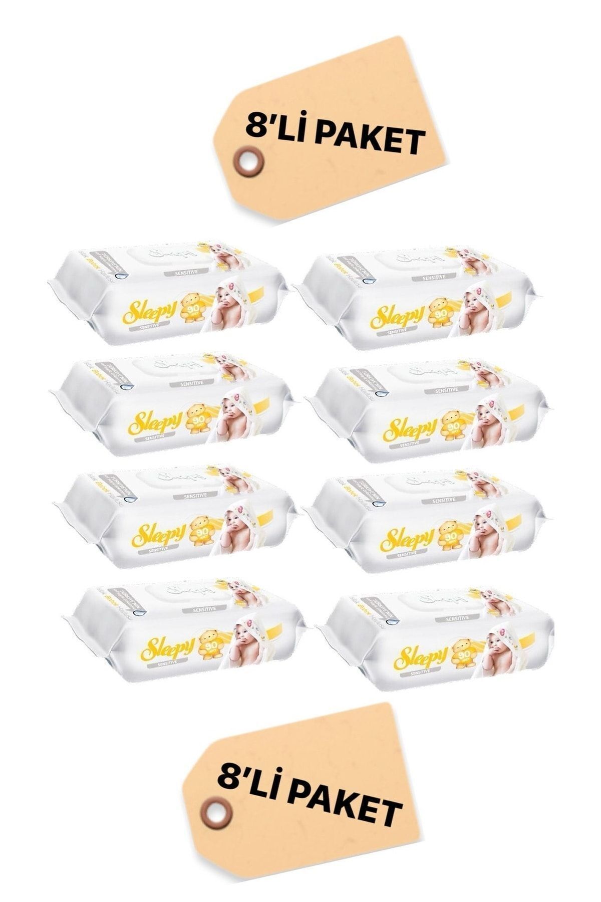 Sensitive 90 Yaprak 8'li Paket Islak Mendil & Havlu