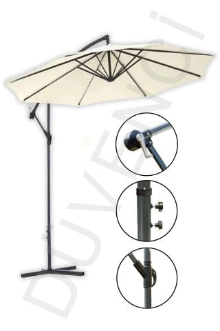 Parasol Şemsiye Krem Eğilebilme Özelliği - Ayak Çapı: 48 Cm -Polyester