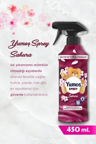 Yumoş Sprey Lotus, Sakura, Amber ve Lilyum 450 Ml Yıkanması Zor Eşyalar ve ROSIE