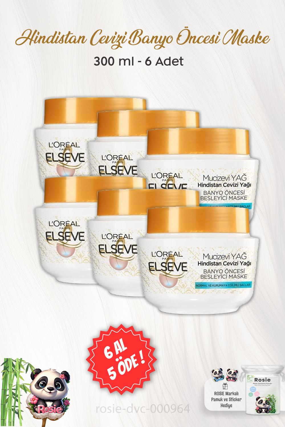 6 AL 5 ÖDE Elseve Mucizevi Yağ Besleyici Maske Hindistan Cevizi 300 ml ve ROSIE