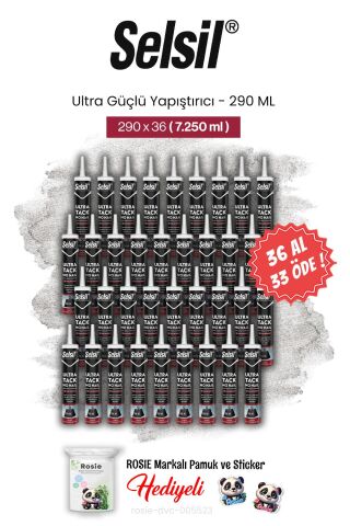 Selsil 290 ml, 36 AL 33 ÖDE Ultra Güçlü Yapıştırıcı ve rosie pamuk