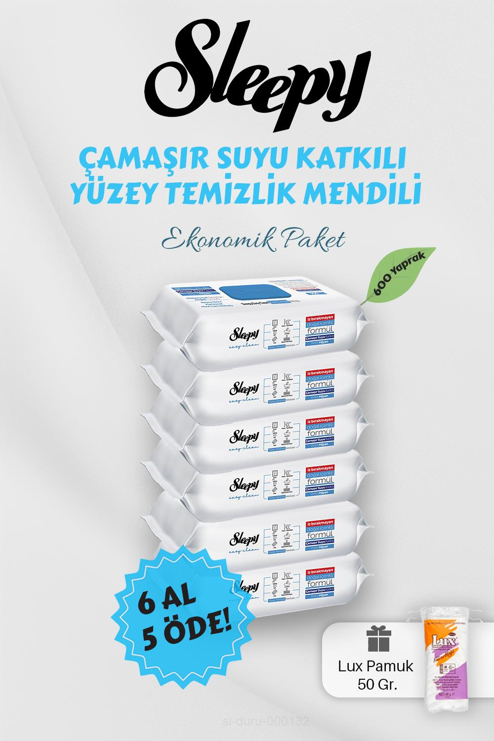 Sleepy Çamaşır Suyu Katkılı Yüzey Havlusu 6 AL 5 Öde Hediyeli