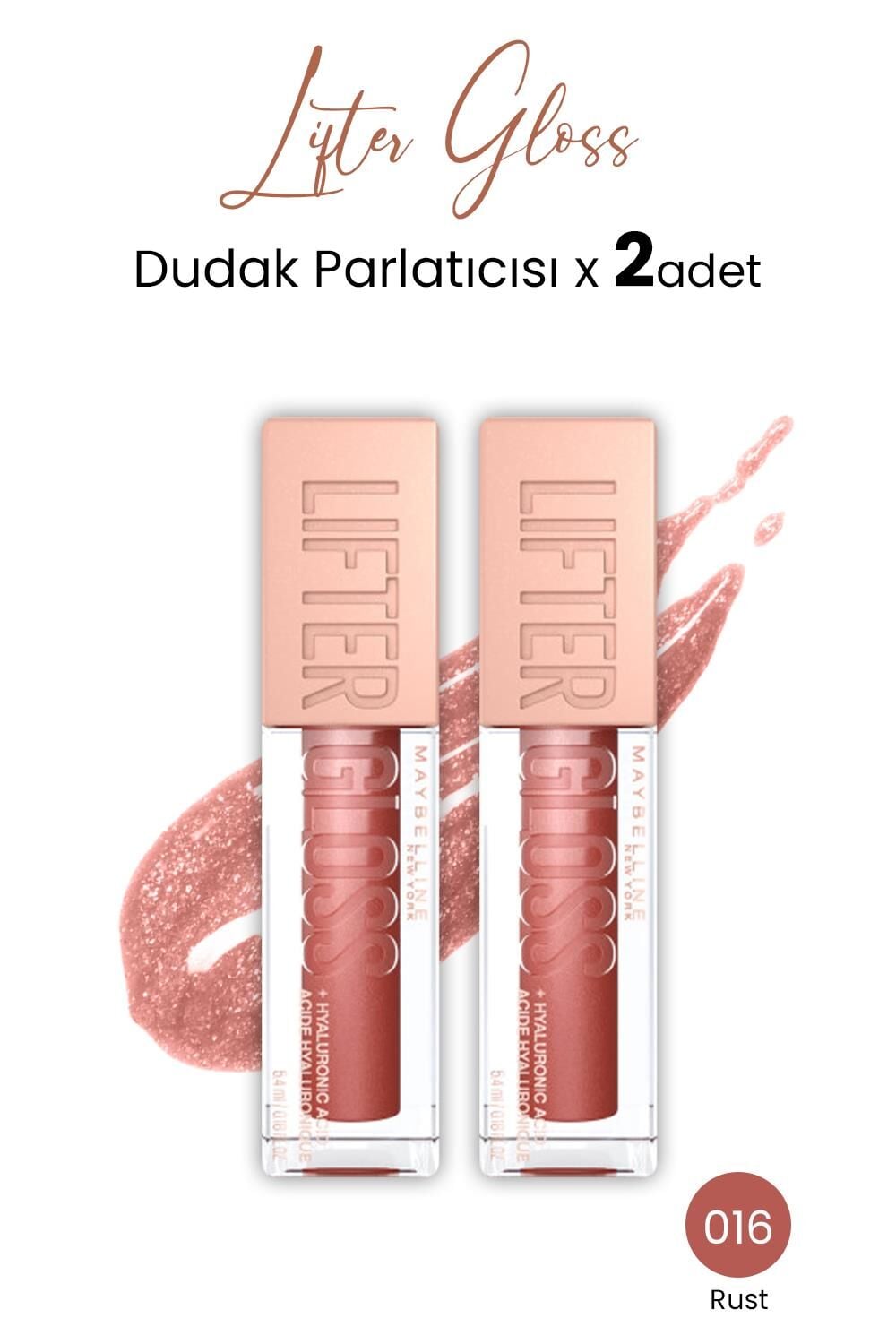 Maybelline New York Lifter Gloss Dudak Parlatıcısı 016 Rust x 2 adet