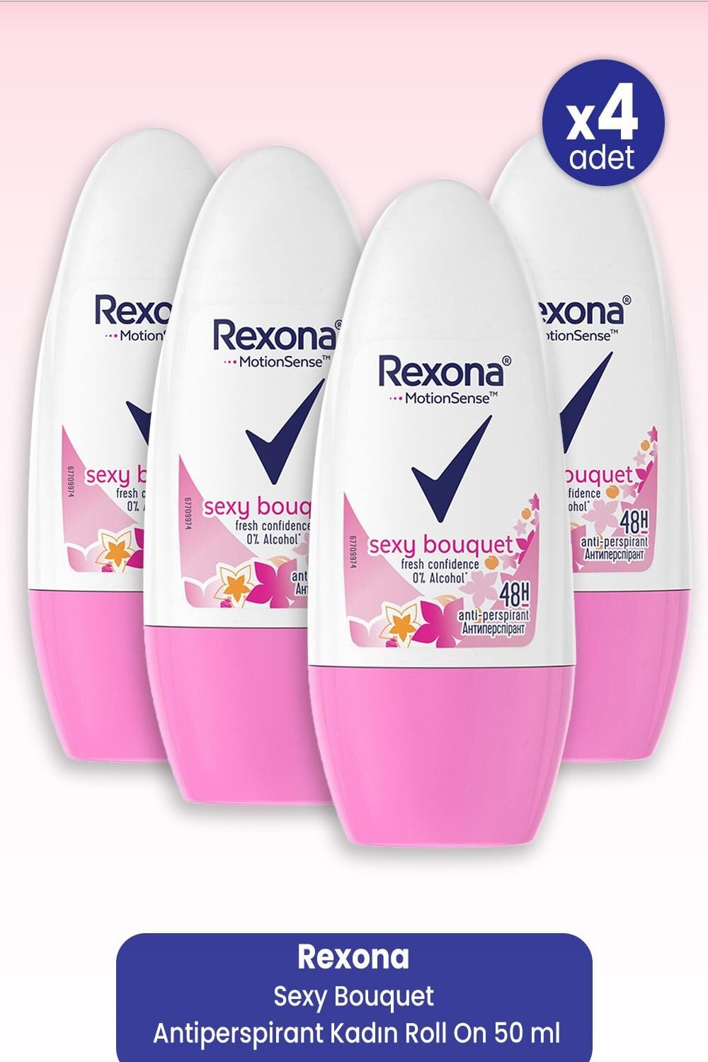 Rexona Sexy Bouquet Antiperspirant Kadın Roll On 50 ml x 4 Adet