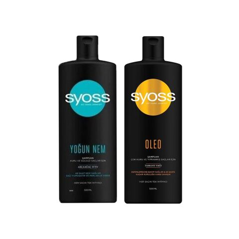 Syoss Yoğun Nem Şampuan 500 ml ve Bakım Şampuan 500 ml