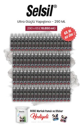 Selsil 65 AL 60 ÖDE 290 ml, Ultra Güçlü Yapıştırıcı ve rosie pamuk
