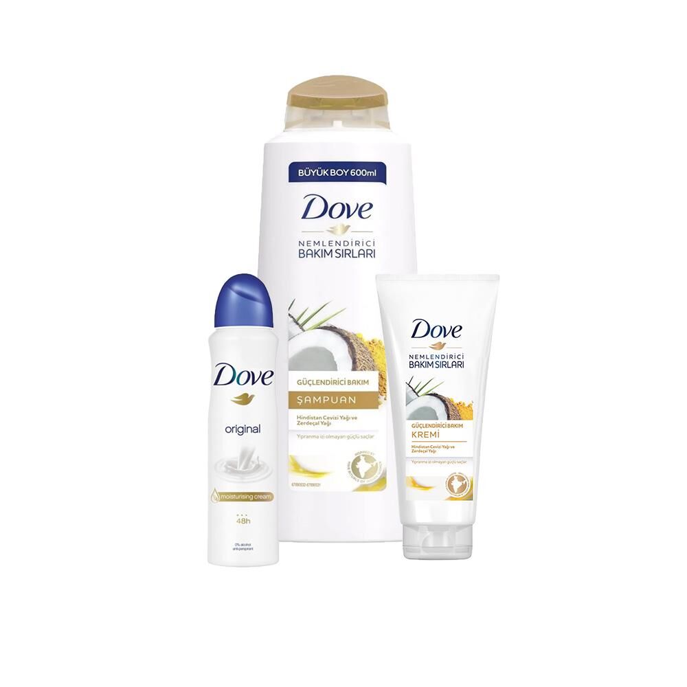 Dove Hindistan Cevizli Şampuan, Saç Kremi ve Original Sprey Deodorant