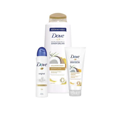 Dove Hindistan Cevizli Şampuan, Saç Kremi ve Original Sprey Deodorant
