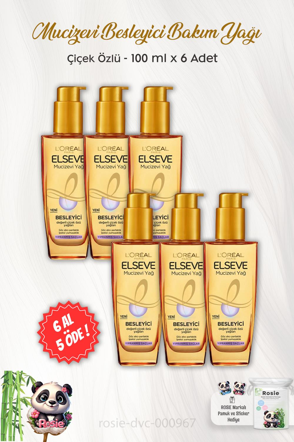 6 AL 5 ÖDE Elseve Mucizevi Yağ Besleyici Çiçek Özü 100 ml ve ROSIE