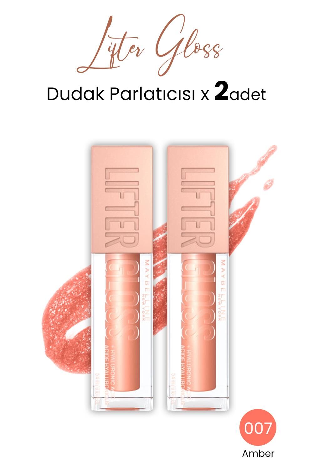 Maybelline New York Lifter Gloss Dudak Parlatıcısı 007 Amber x 2 adet