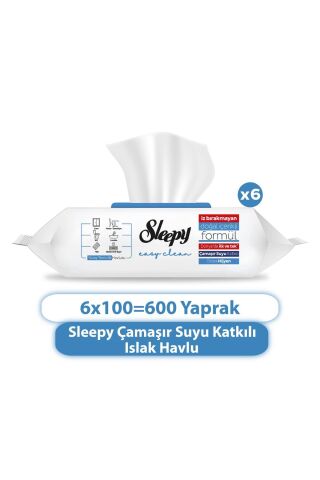 Sleepy Easy Clean Çamasır Suyu Katkılı Yüzey Temizlik Havlusu 6x100 (600 YAPRAK)