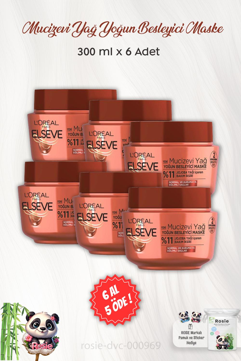6 AL 5 ÖDE Elseve Mucizevi Yağ Yoğun Besleyici Maske 300 ml ve ROSIE