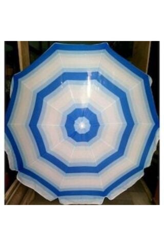 Yüksek Kalite Mavi 8 Telli Eğilebilir 200 Cm Plaj Şemsiyesi Ve Bidon Seti