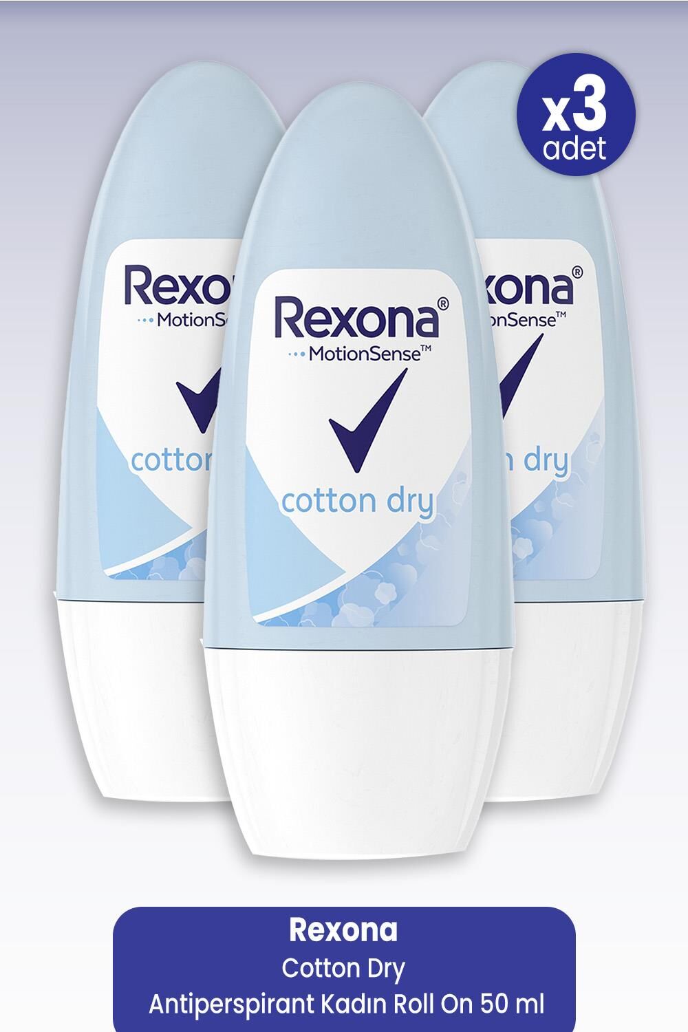 Rexona Cotton Dry Antiperspirant Kadın Roll On 50 ml x 3 Adet
