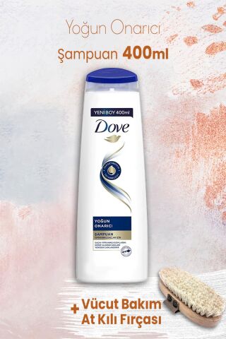 Dove Yoğun Onarıcı Şampuan 400 ml ve Vücut Bakım At Kılı Fırçası