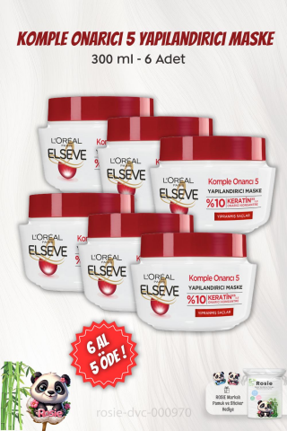 6 AL 5 ÖDE Elseve Komple Onarıcı 5 Yapılandırıcı Maske 300 ml ve ROSIE