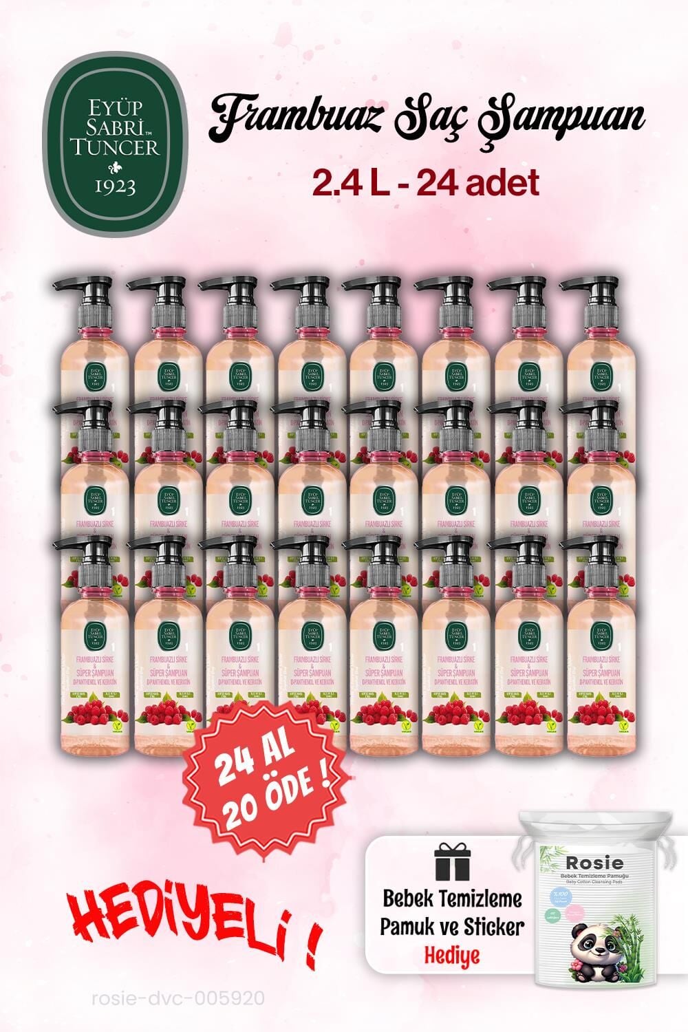 Eyüp Sabri Tuncer Şampuan 24 AL 20 ÖDE Sirke Frambuaz 100 ml ve Rosie