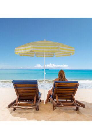 8 Telli - 200 Cm Plaj Şemsiyesi, Bahçe Şemsiyesi, Balkon Şemsiyesi, Eğilebilen Şemsiye