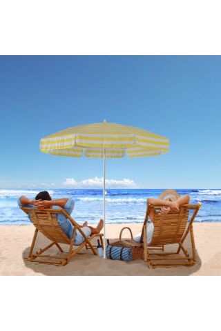 8 Telli - 200 Cm Plaj Şemsiyesi, Bahçe Şemsiyesi, Balkon Şemsiyesi, Eğilebilen Şemsiye