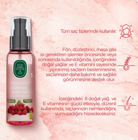 Frambuazlı Bakım Yağı 100 ml, Şampuan 500 ml, Maske 250 ml ve Rosie Hediye