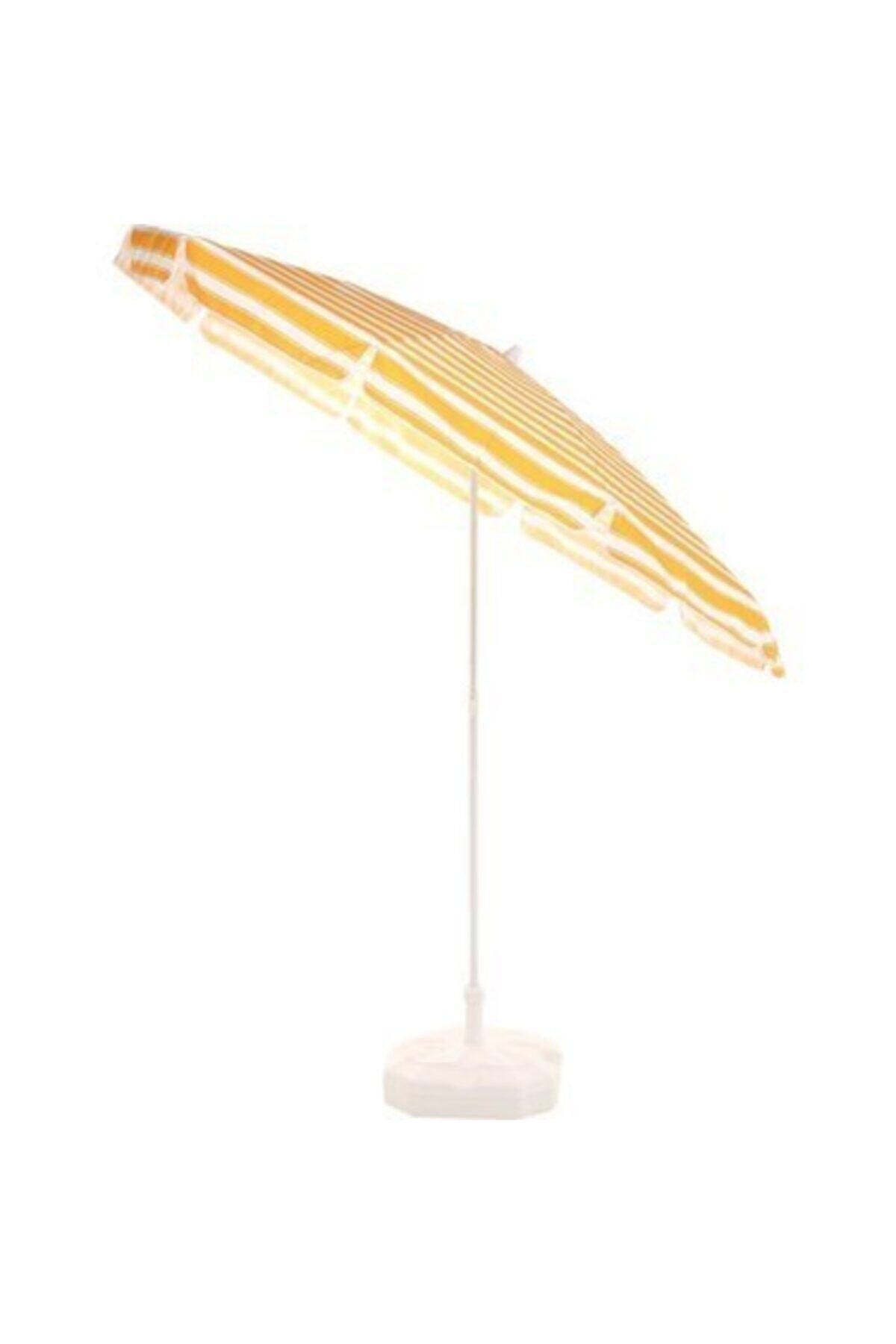 Plaj Balkon Bahçe Şemsiyesi 200 Cm 10 Telli, Sarı Beyaz ve Bidon Hediyeli