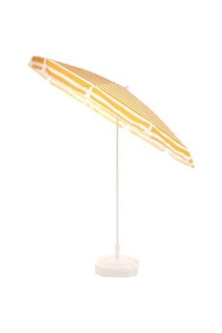 Plaj Balkon Bahçe Şemsiyesi 200 Cm 10 Telli, Sarı Beyaz ve Bidon Hediyeli