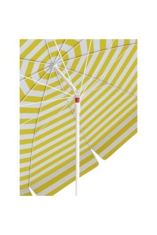 Plaj Balkon Bahçe Şemsiyesi 200 Cm 10 Telli, Sarı Beyaz ve Bidon Hediyeli