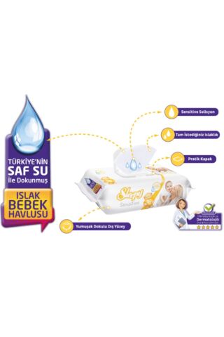 Sensitive 90 Yaprak 12 Li Paket Islak Mendil
