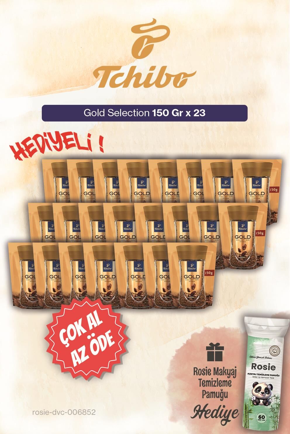 Tchibo 150 Gr Gold Selection 23'lü Çok Al Az Öde Çözünebilir Kahve ve Pamuk