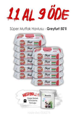 Sleepy 11 AL 9 ÖDE Greyfurtlu Süper Mutfak Havlusu 50'li ve ROSIE